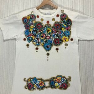 Vintage 90s KWBL Los‎ Angeles Graphic T-Shirt Rhinestone Embellished Size Large